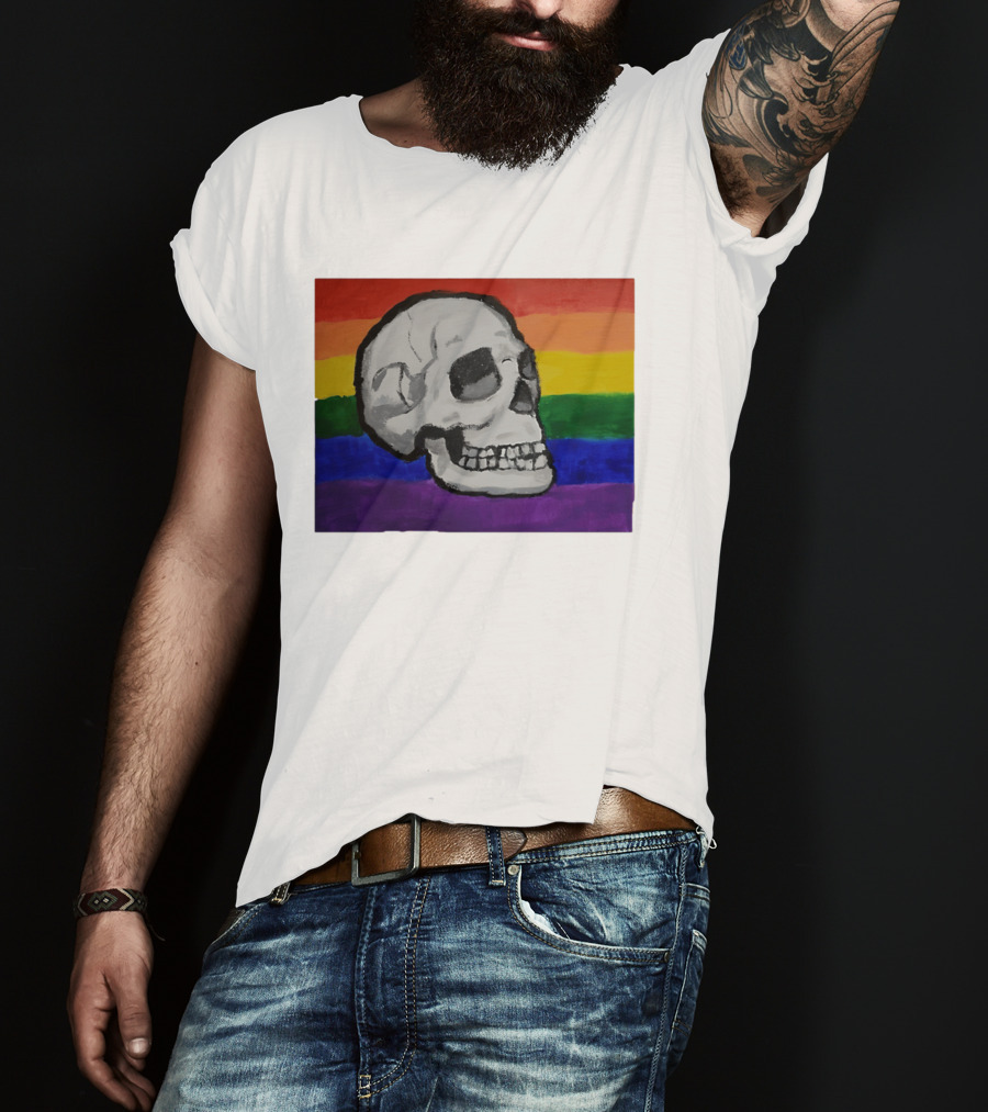 Pride Skull LGBT Rainbow Flag T-Shirt