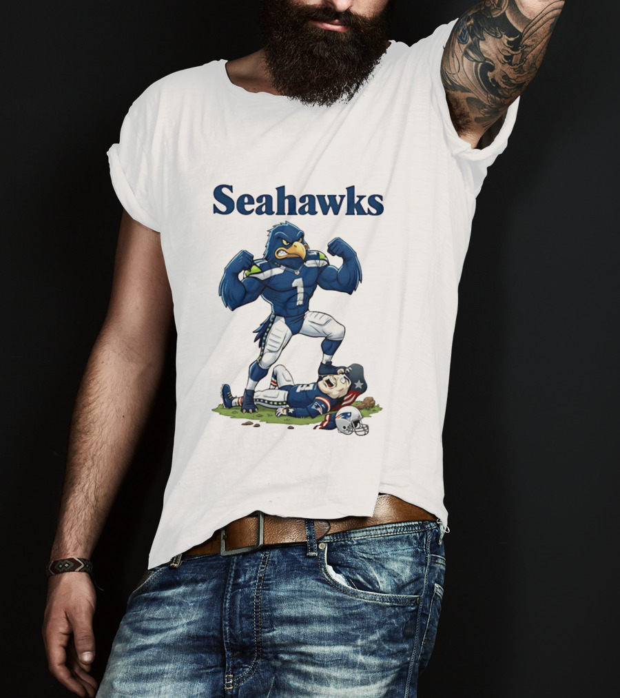 Seahawks Vs Patriots Rivalry Cartoon Victory T-Shirt