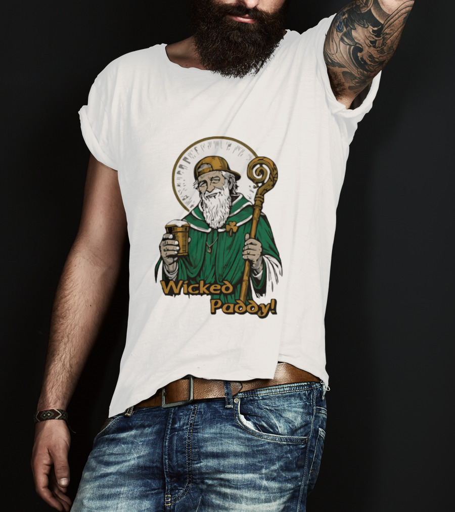 Wicked Paddy Saint Patrick Drinking Beer Iconic Irish T-Shirt