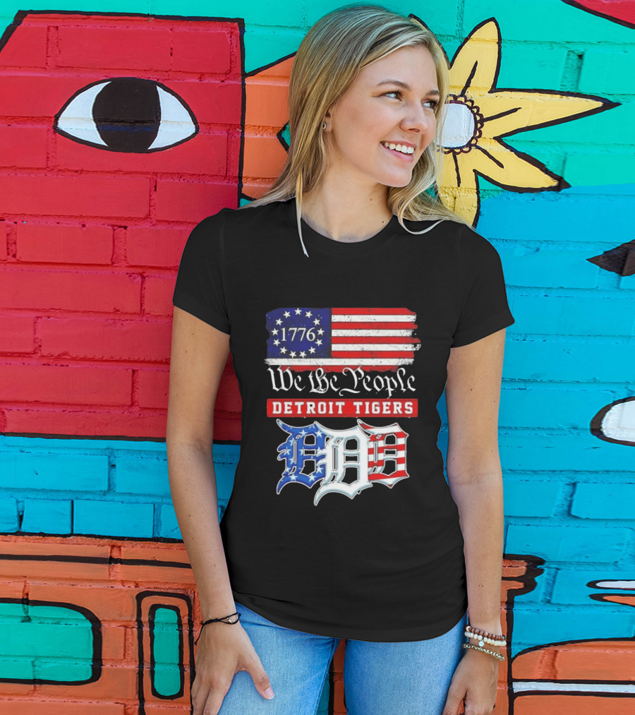 Detroit Tigers MLB 1776 We The People 250th Anniversary American Flag USA Baseball T-Shirt