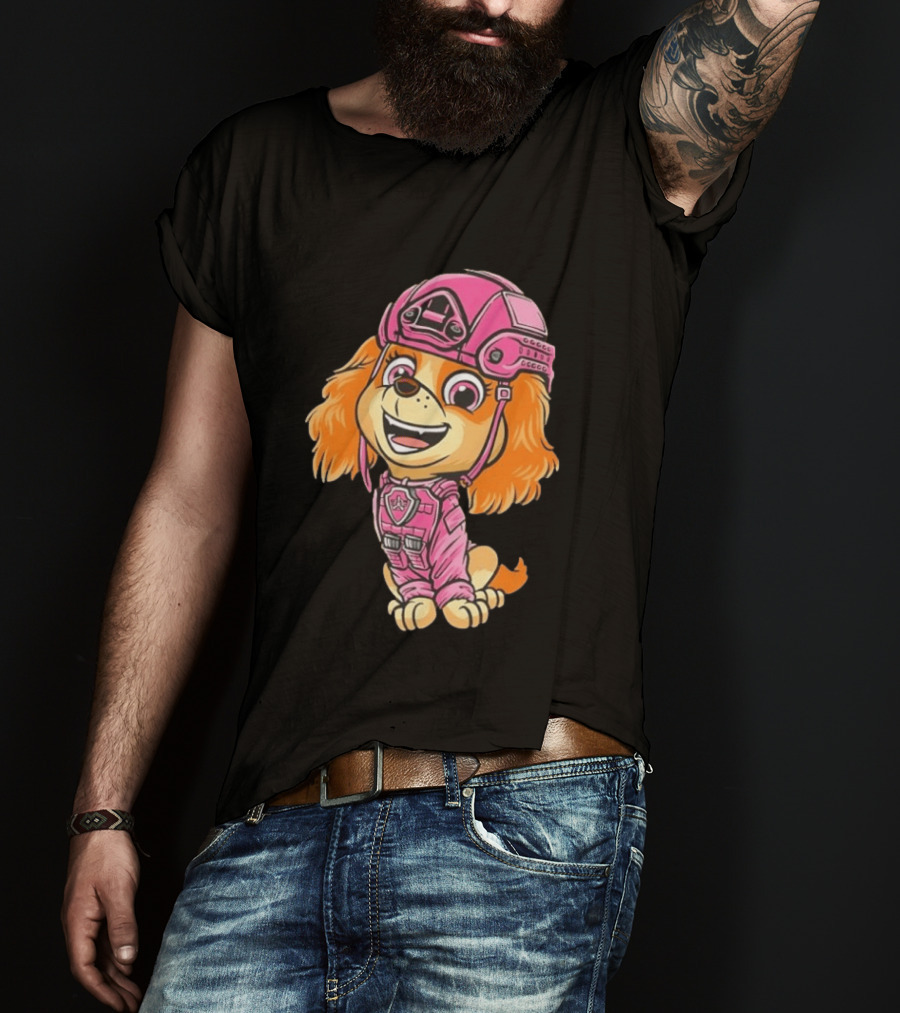 Paw Patrol Skye Air Rescue Pup In Pink Helmet And Suit T-Shirt