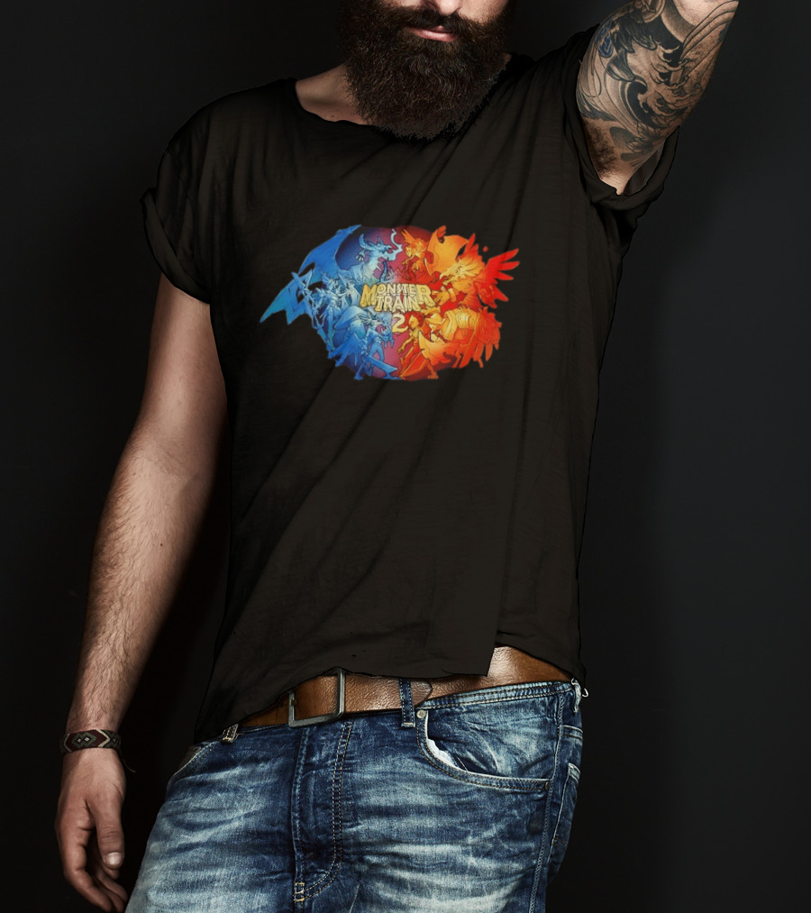 Monster Train 2 Blue Dragon Vs Red Phoenix Battle T-Shirt