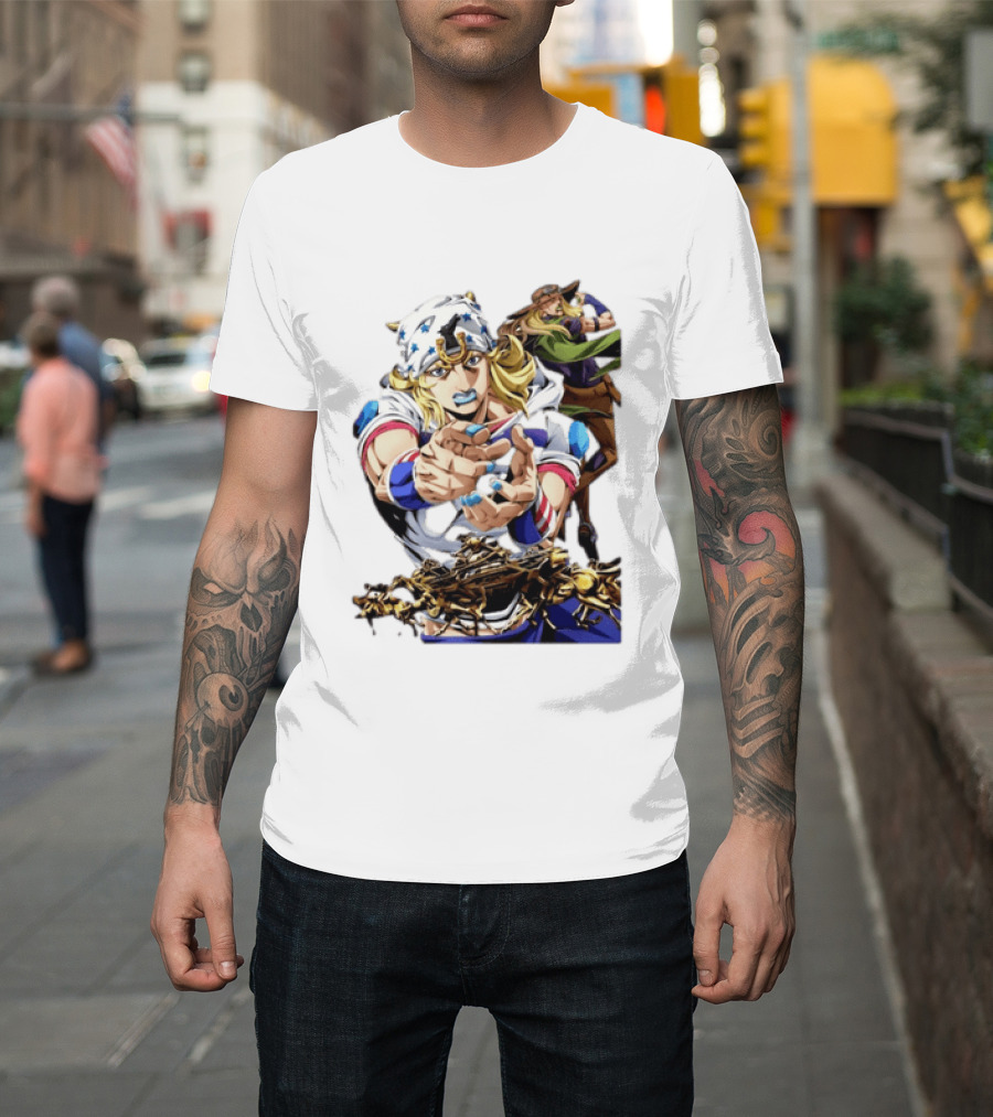 Steel Ball Run JoJo's Bizarre Adventure Gyro Zeppeli And Johnny Joestar Anime Characters T-Shirt