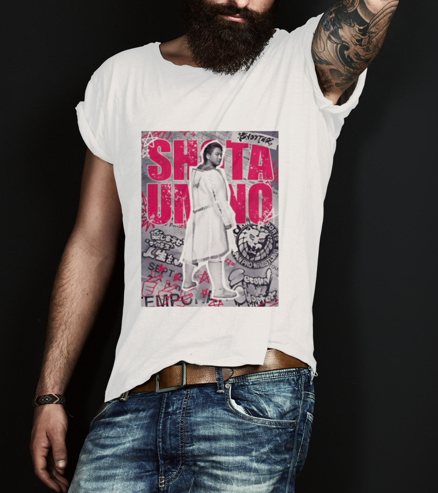 Shota Umino New Japan Pro Wrestling Graffiti Style Banner T-Shirt