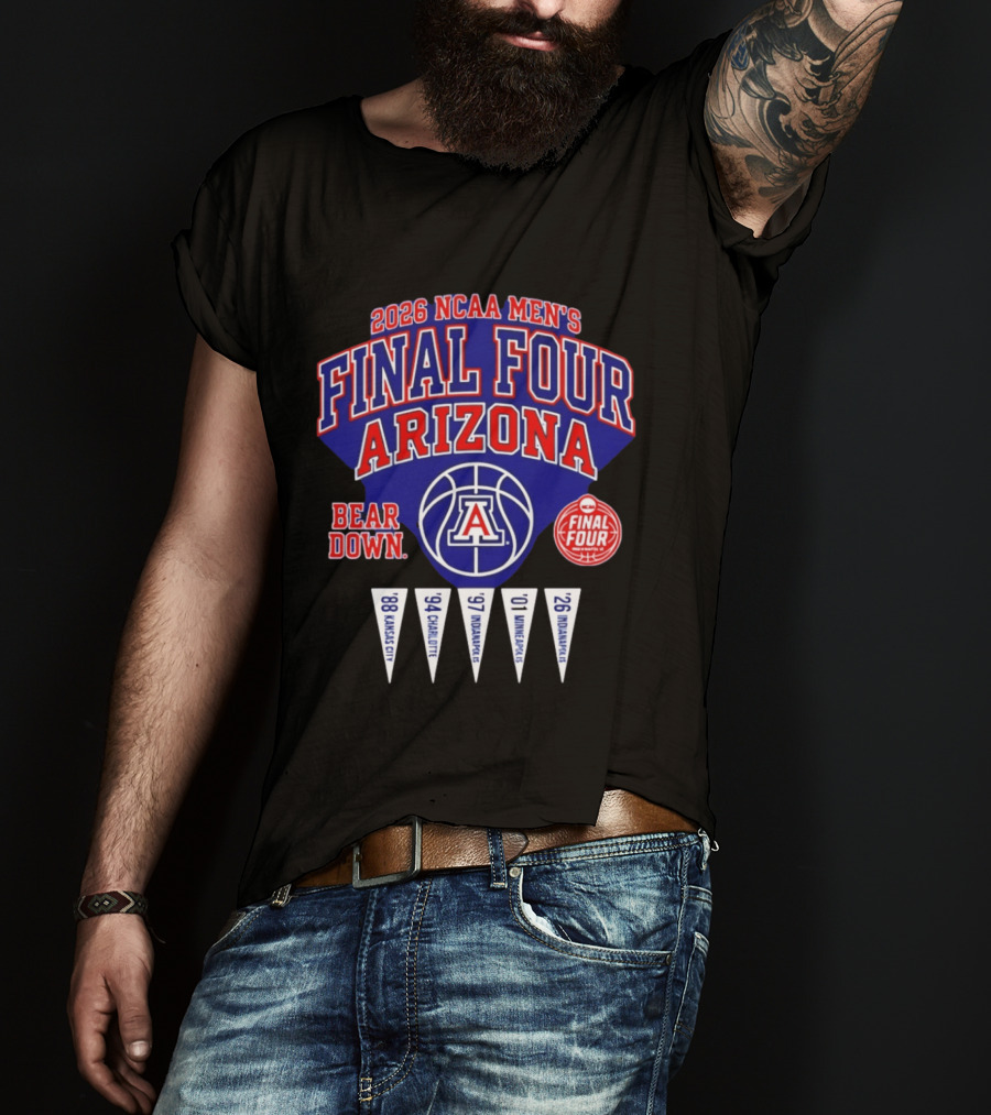 2026 NCAA Men's Final Four Arizona Wildcats Bear Down Basketball T-Shirt