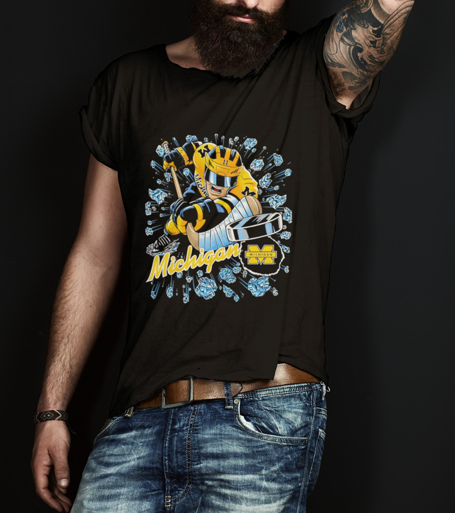 Michigan Wolverines Hockey Player Caricature 2026 Michigan M Team T-Shirt