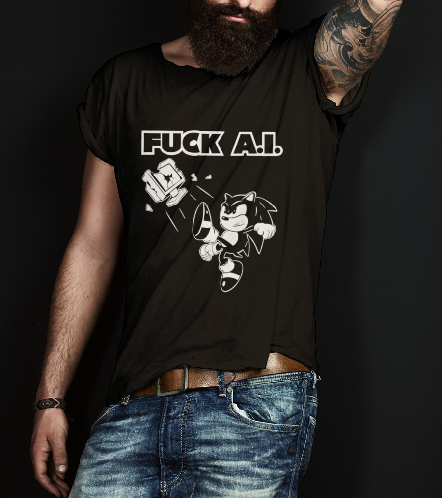 F*ck AI Hedgehog Kick Anti AI T-Shirt