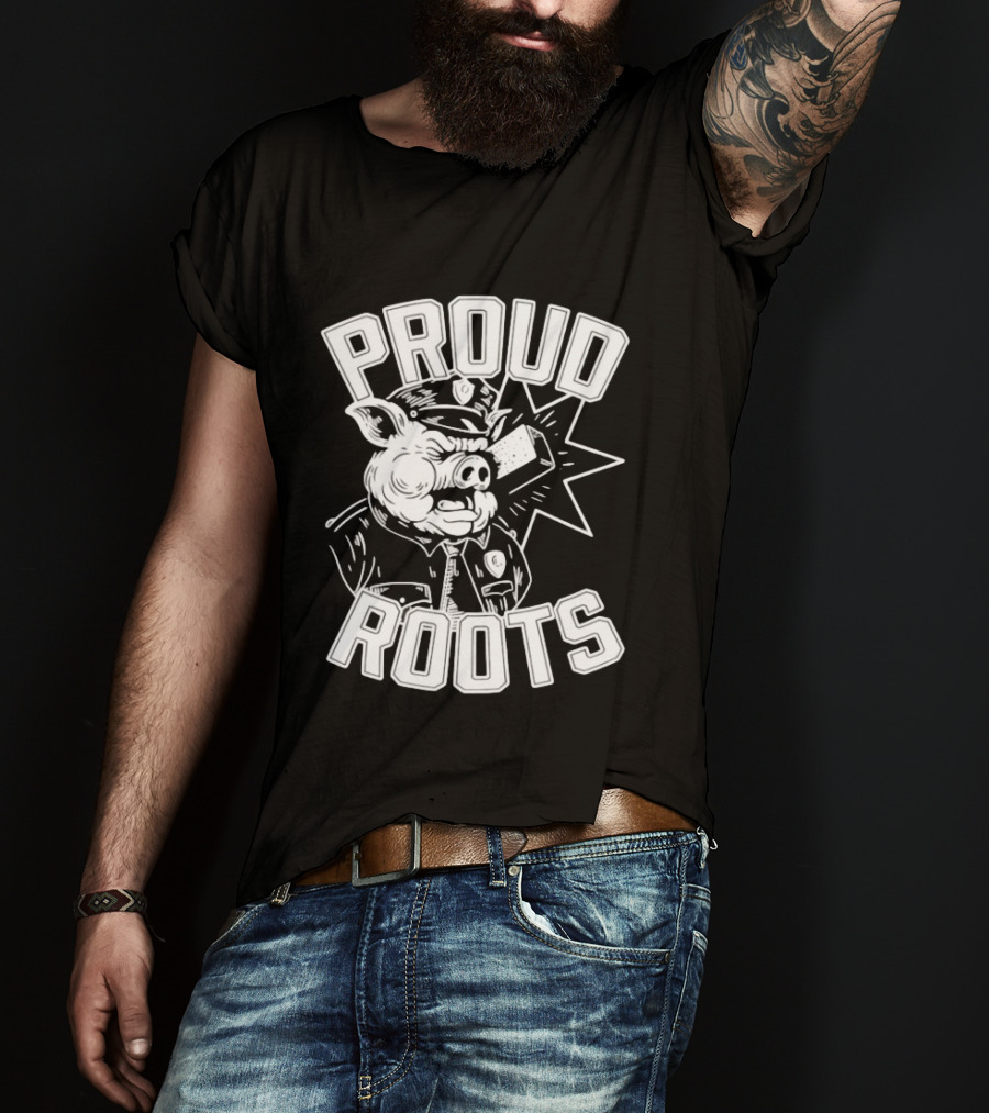Proud Roots Pig Police Uniform Stars And Stripes T-Shirt