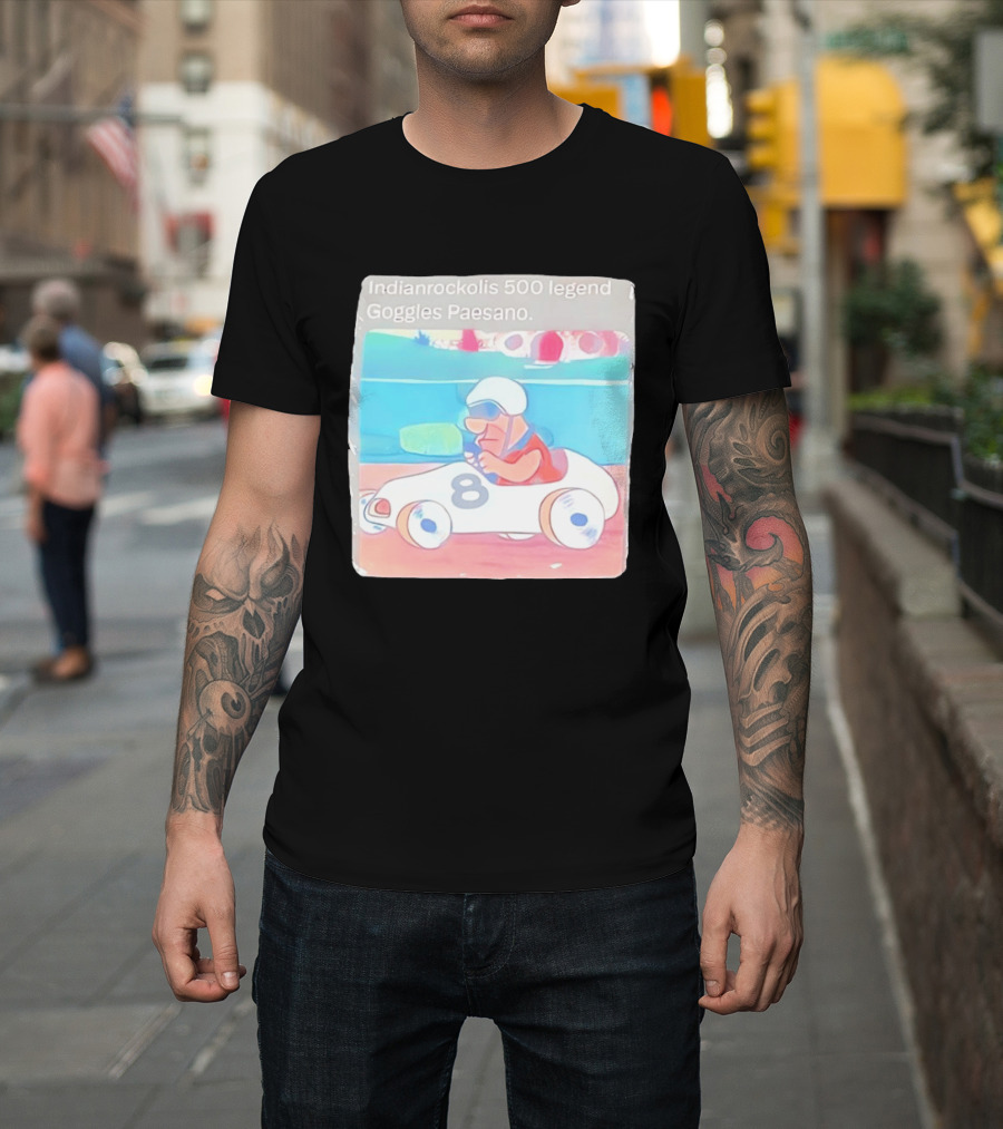 Indianrockolis 500 Legend Goggles Paesano Racing Car Number 8 T-Shirt