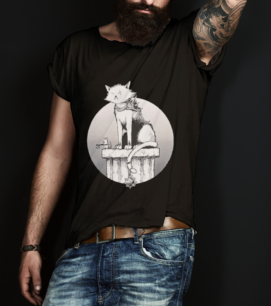 Unlikely Companions White Cat Armor Mouse Weapon Adventure T-Shirt
