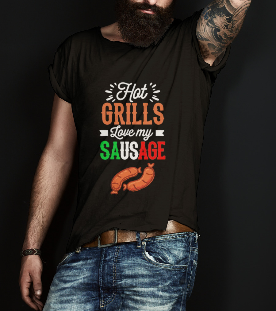 Hot Grills Love My Sausage Italian Flag Colors BBQ T-Shirt