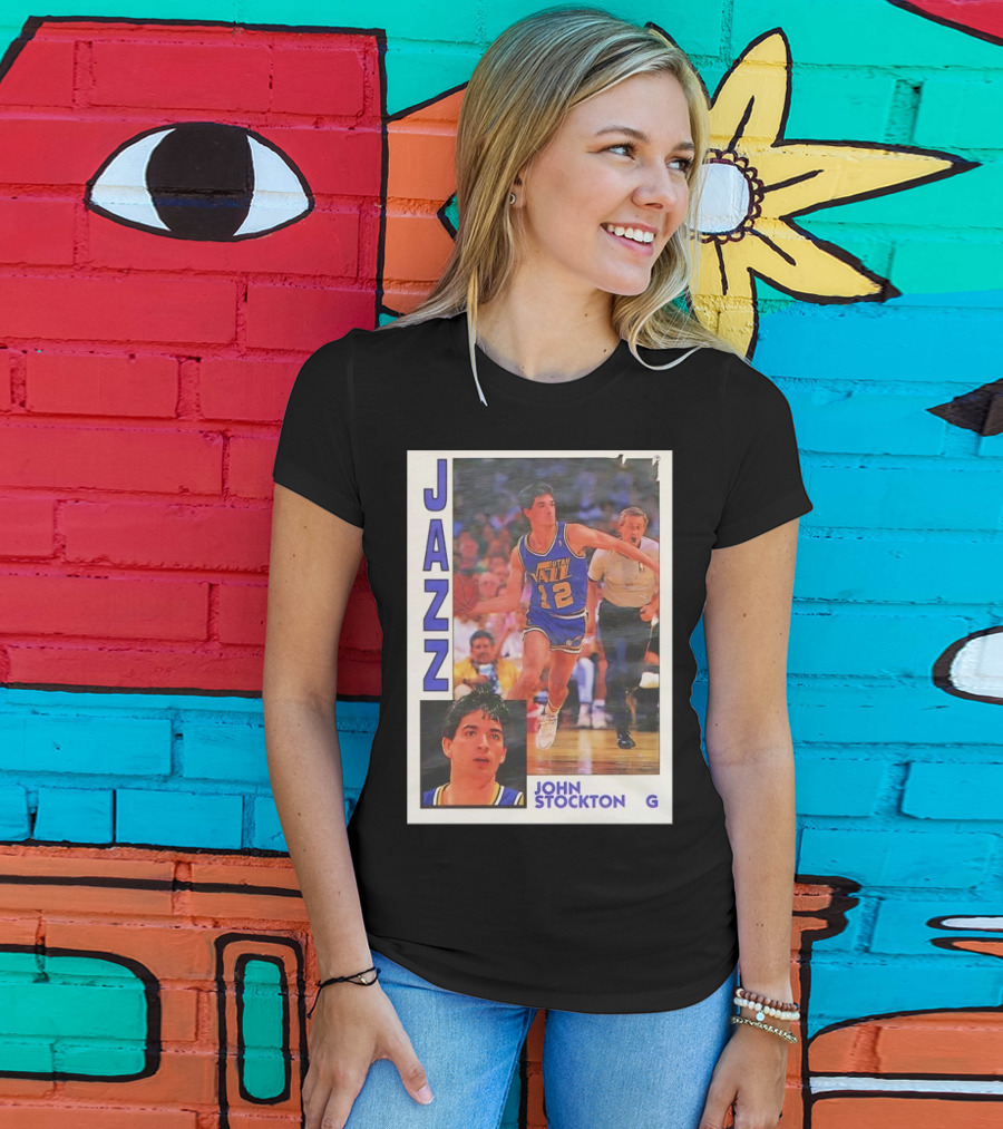 John Stockton Utah Jazz 1992 Basketball Card Vintage NBA Memorabilia T-Shirt