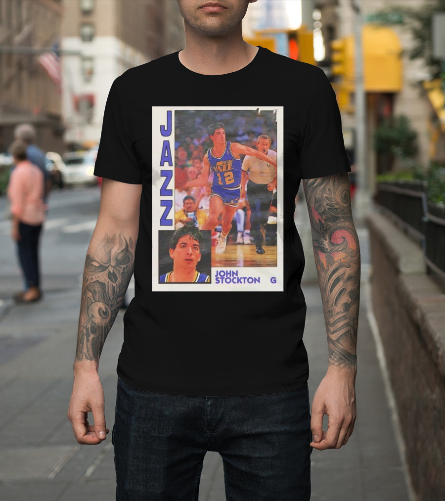John Stockton Utah Jazz 1992 Basketball Card Vintage NBA Memorabilia T-Shirt