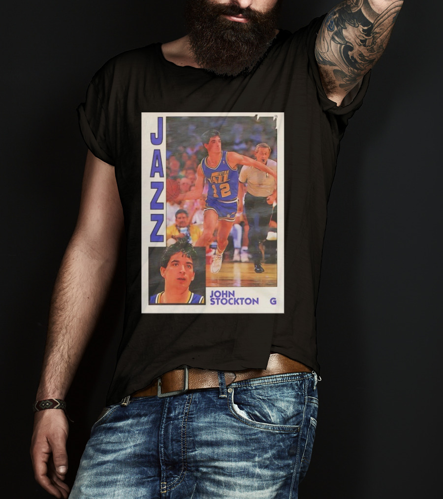 John Stockton Utah Jazz 1992 Basketball Card Vintage NBA Memorabilia T-Shirt