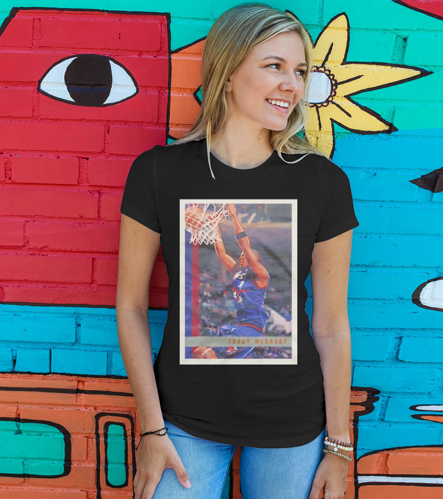 Tracy McGrady Toronto Raptors 1996 Basketball Card Dunk Slam T-Shirt