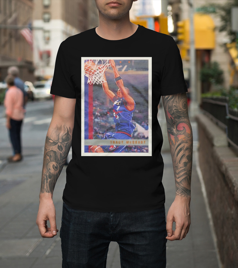 Tracy McGrady Toronto Raptors 1996 Basketball Card Dunk Slam T-Shirt