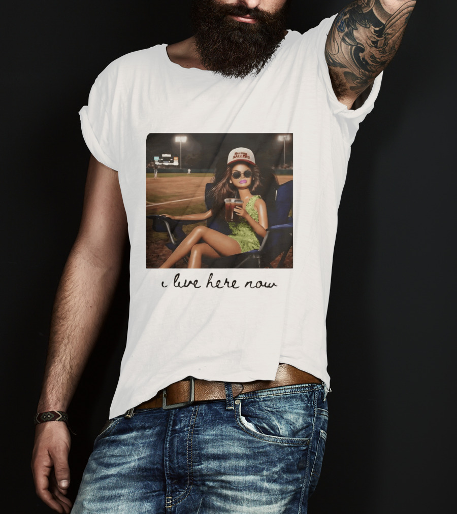 Barbie Doll Baseball Mom Kansas Ballers I Live Here Now T-Shirt