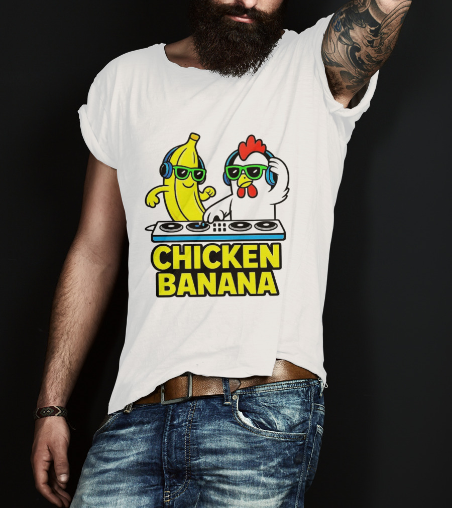 Chicken Banana DJ Headphones Music Party T-Shirt