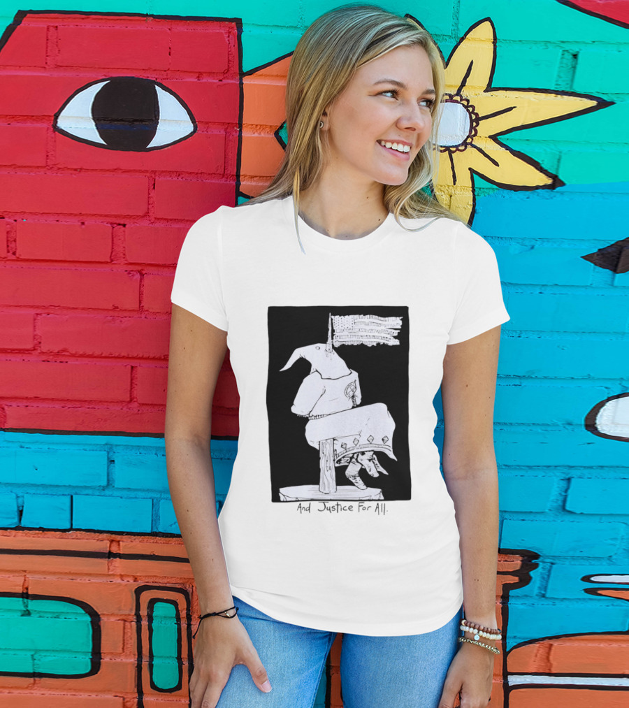 Anti Ku Klux Klan And Justice For All Hanging Effigy With Flag T-Shirt