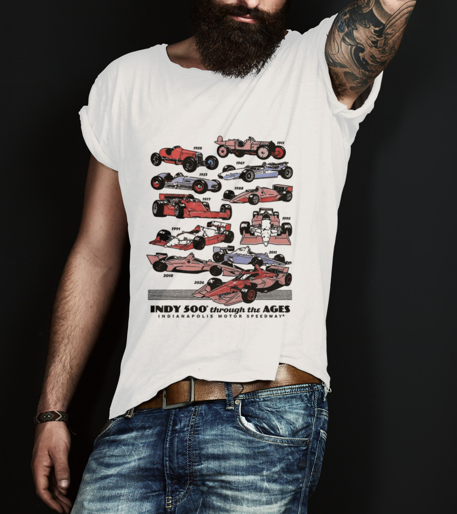 Indy 500 Through The Ages 2026 Racing Cars Evolution T-Shirt
