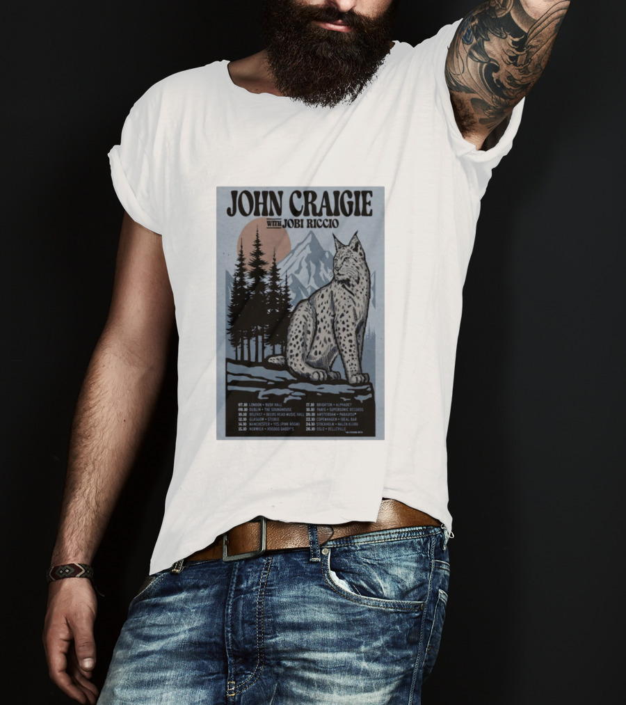John Craigie With Jobi Riccio Tour 2026 Europe Concert Dates Lynx Mountain Forest T-Shirt