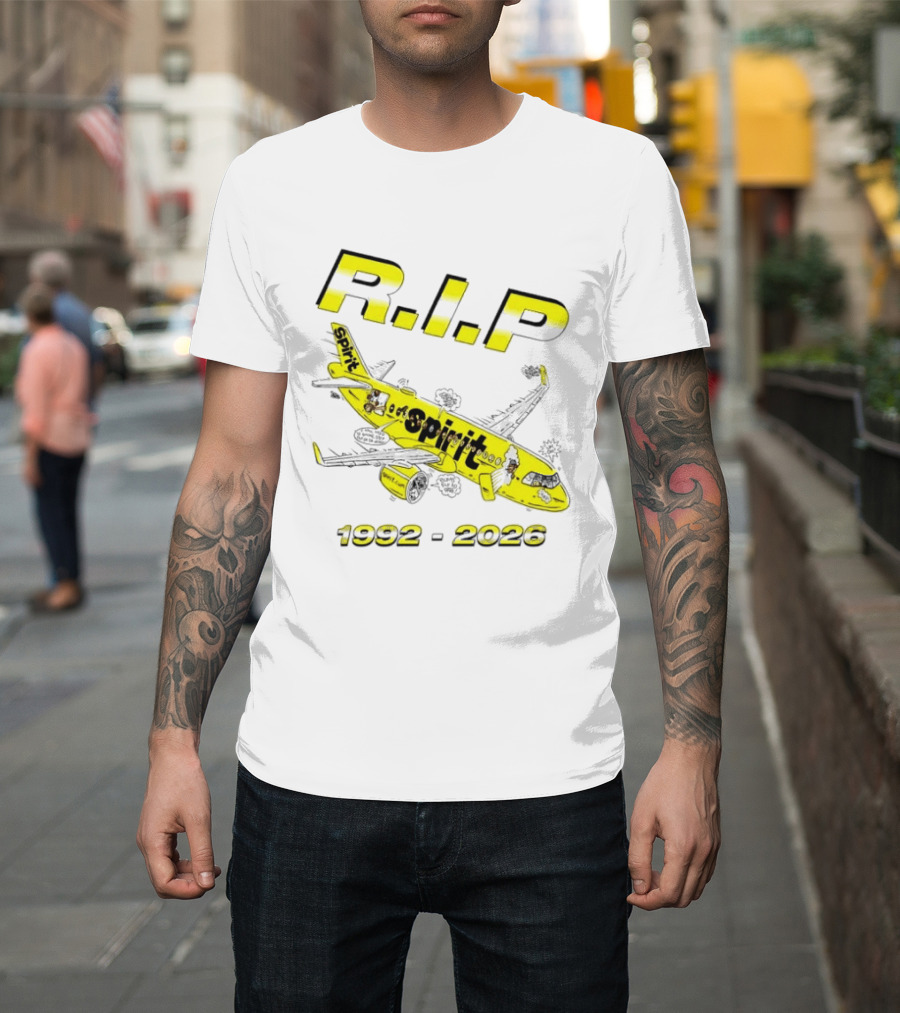 RIP Spirit Airlines 1992 2026 Yellow Plane Cartoon T-Shirt