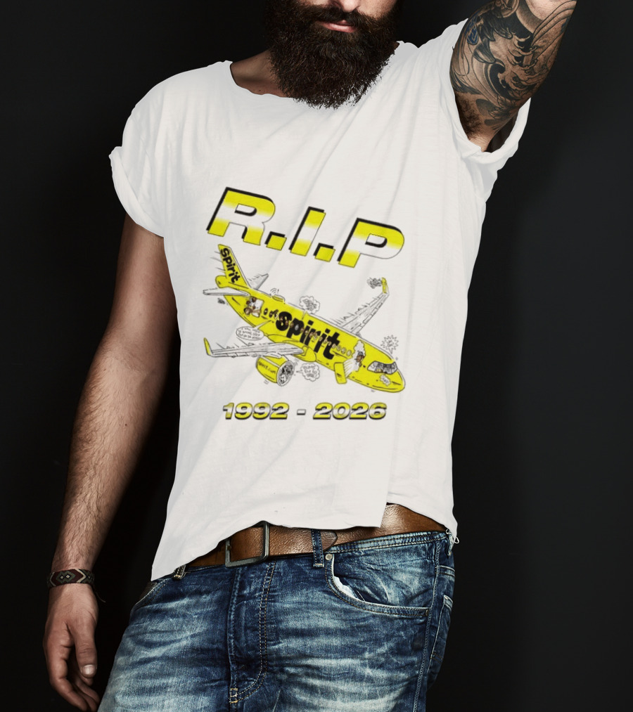 RIP Spirit Airlines 1992 2026 Yellow Plane Cartoon T-Shirt