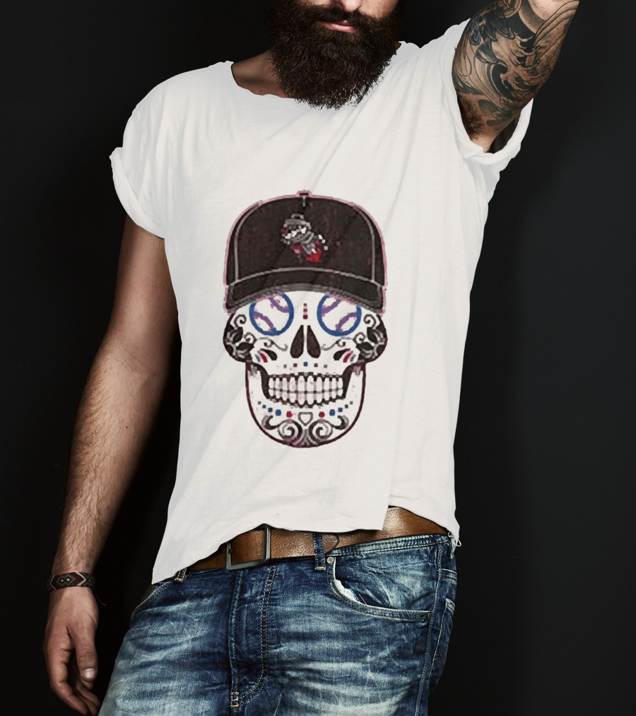 Rocket City Trash Pandas Sugar Skull Hat Baseball T-Shirt