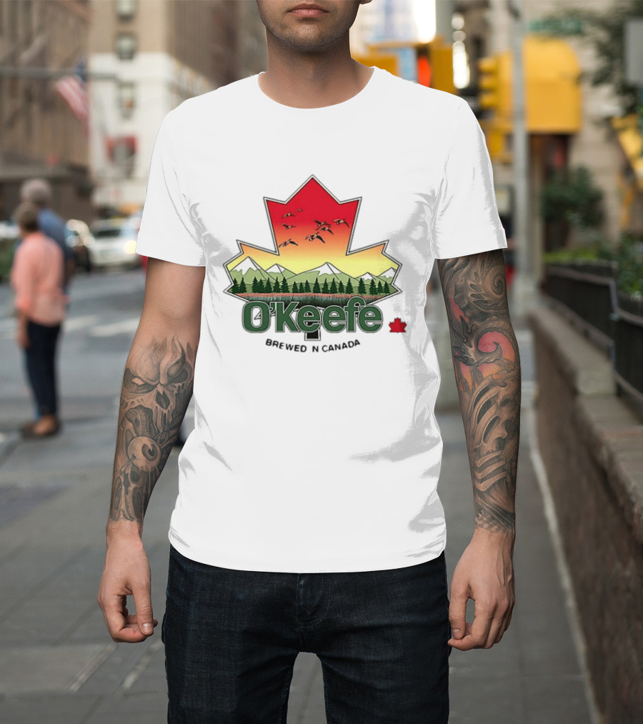O'Keefe Brewed In Canada Maple Leaf Mountains And Geese T-Shirt