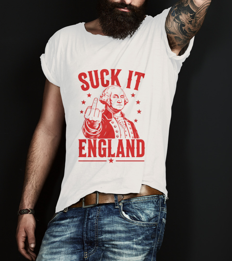 Suck It England George Washington Middle Finger Gesture T-Shirt