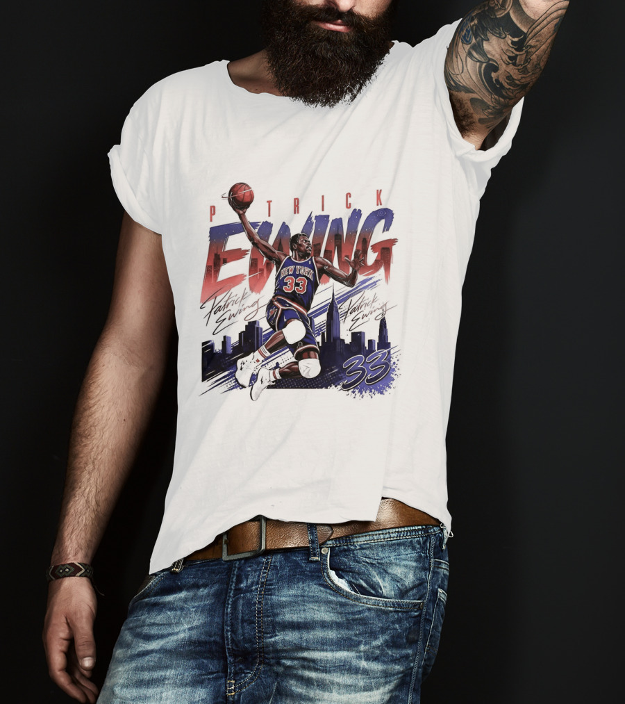 Patrick Ewing New York Knicks Skyline 33 T-Shirt