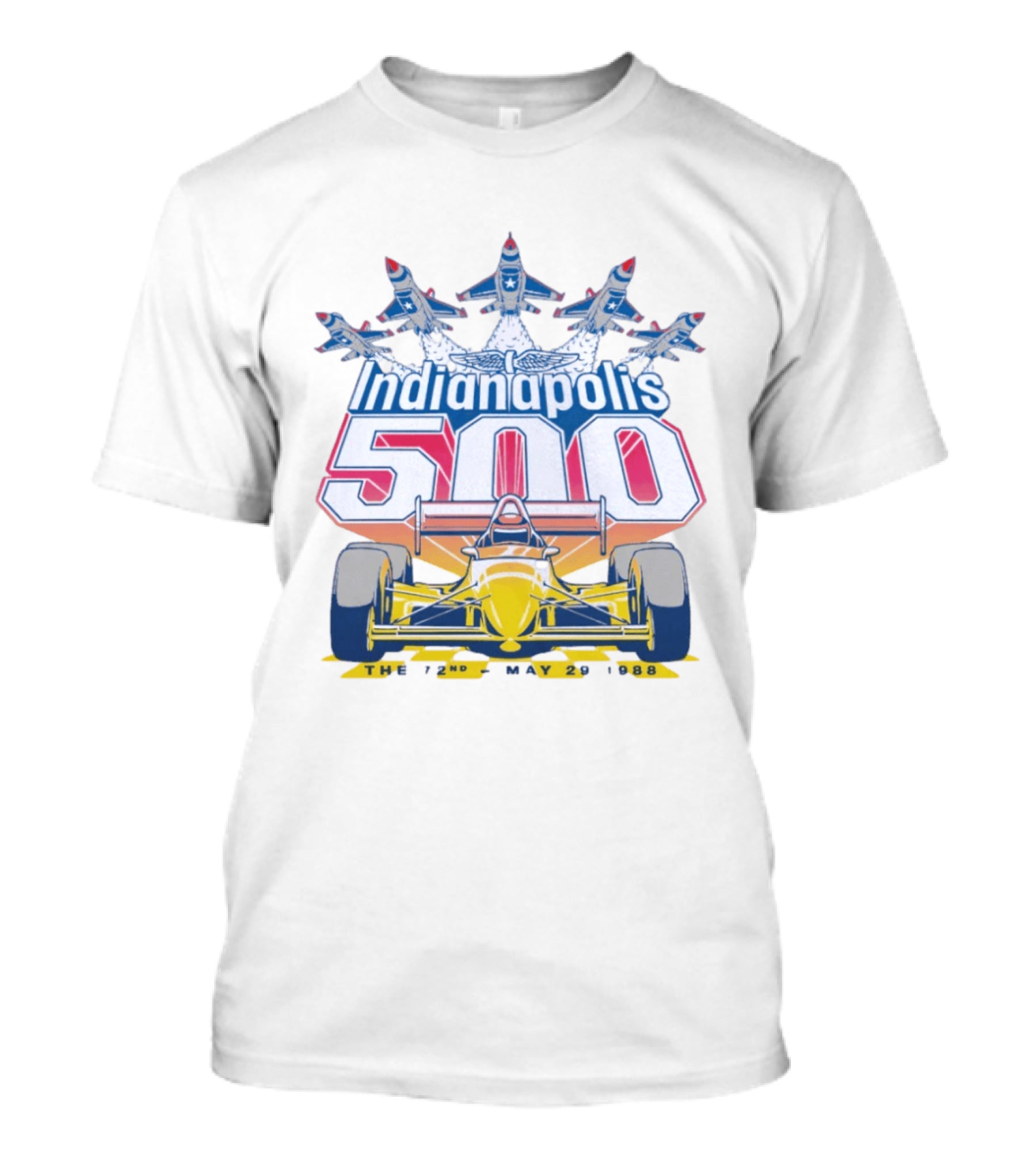 Indianapolis 500 May 29 1988 72nd Race Yellow Racecar And Blue Jets T-Shirt