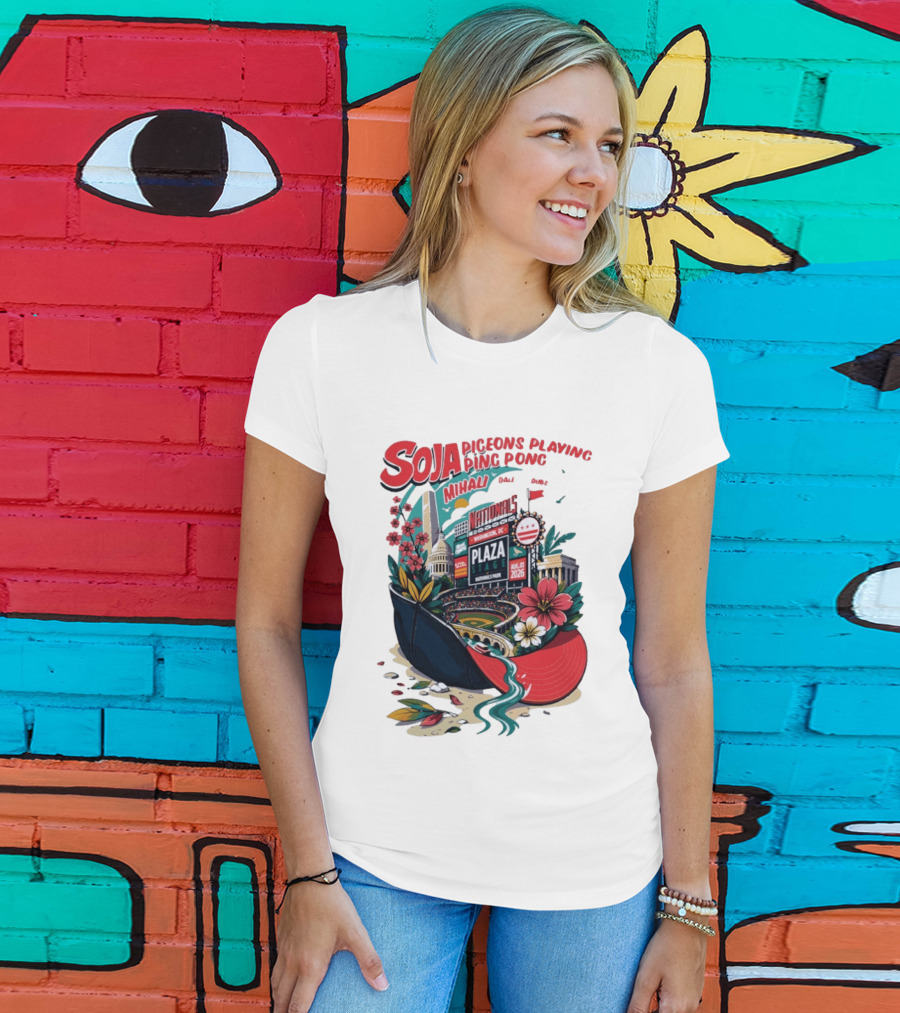SOJA Pigeons Playing Ping Pong Mihali Nationals Park Plaza Stage DC August 1 2026 T-Shirt