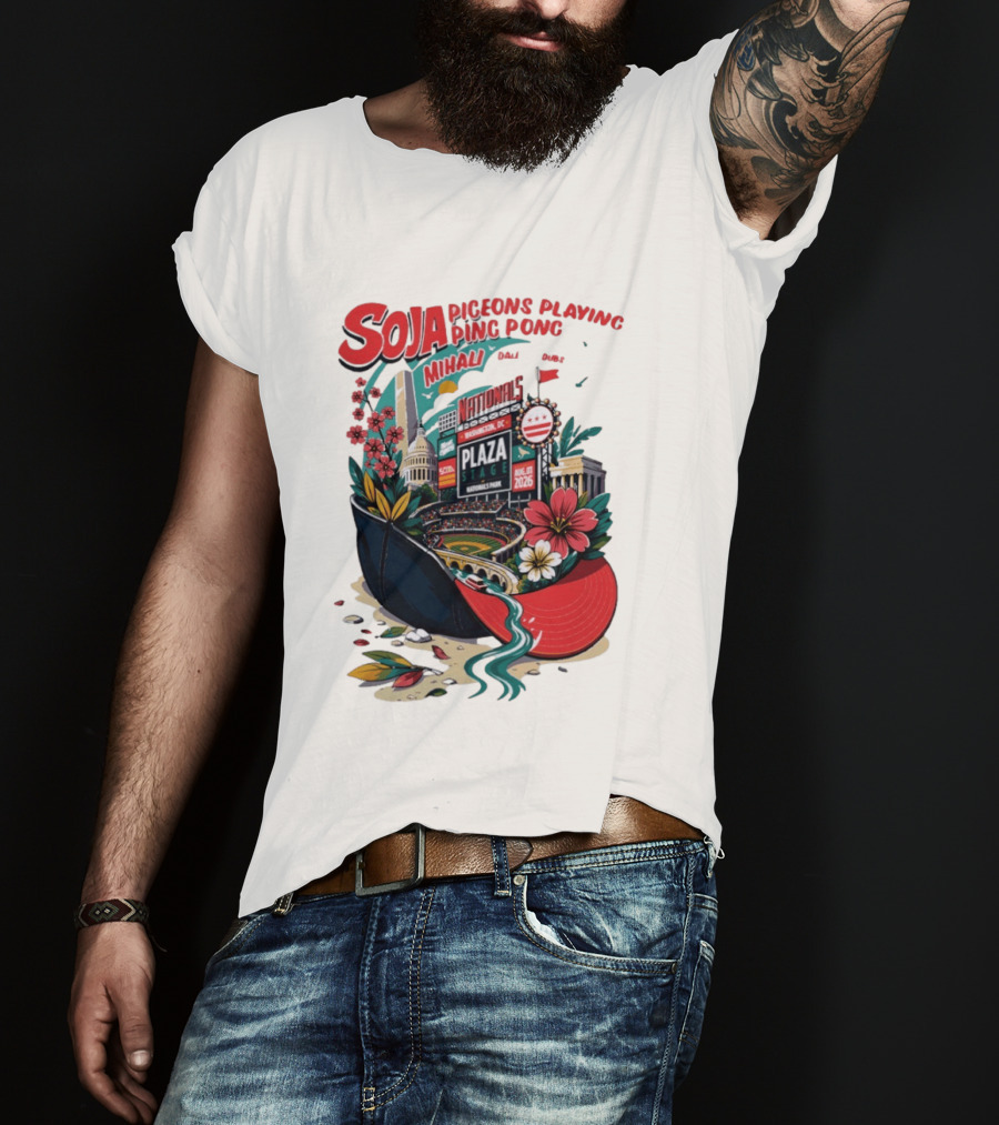 SOJA Pigeons Playing Ping Pong Mihali Nationals Park Plaza Stage DC August 1 2026 T-Shirt