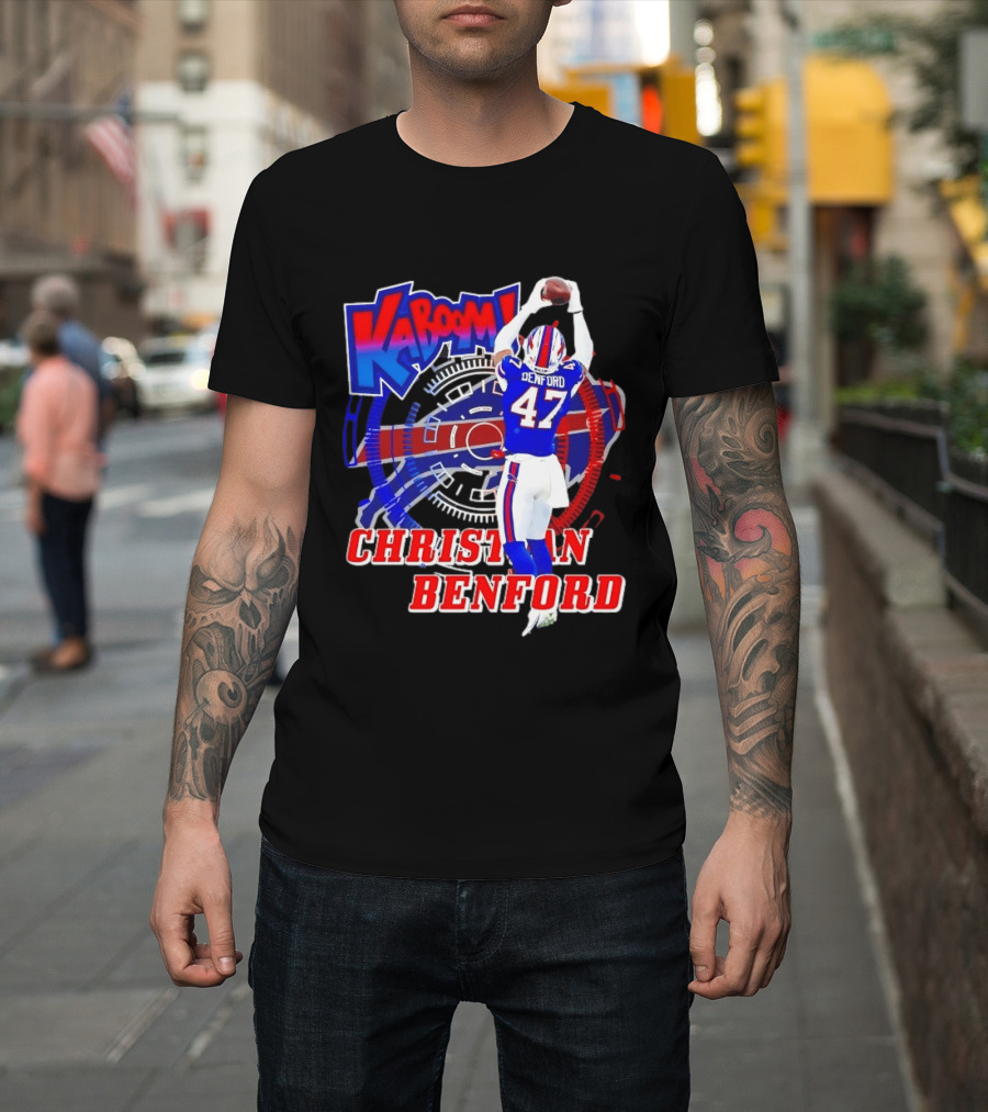 Kaboom Christian Benford 47 Buffalo Bills Football T-Shirt