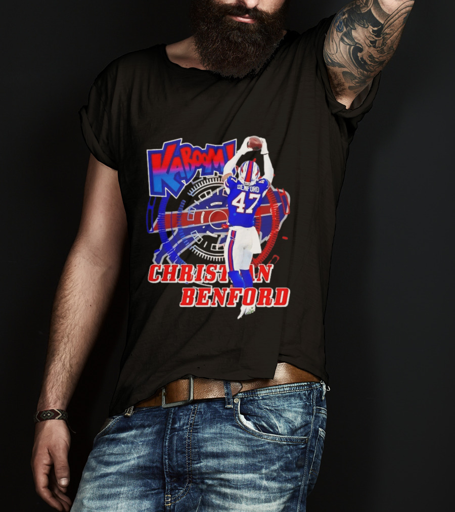 Kaboom Christian Benford 47 Buffalo Bills Football T-Shirt
