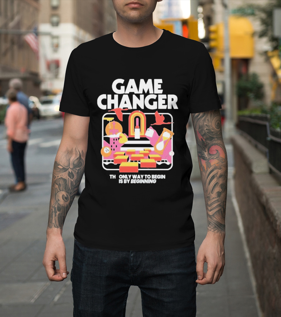Game Changer The Only Way To Begin Is By Beginning Retro Icons And Symbols Collection T-Shirt