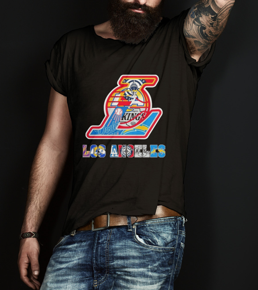 Los Angeles Lakers Dodgers Kings Chargers Sports Teams Logos T-Shirt