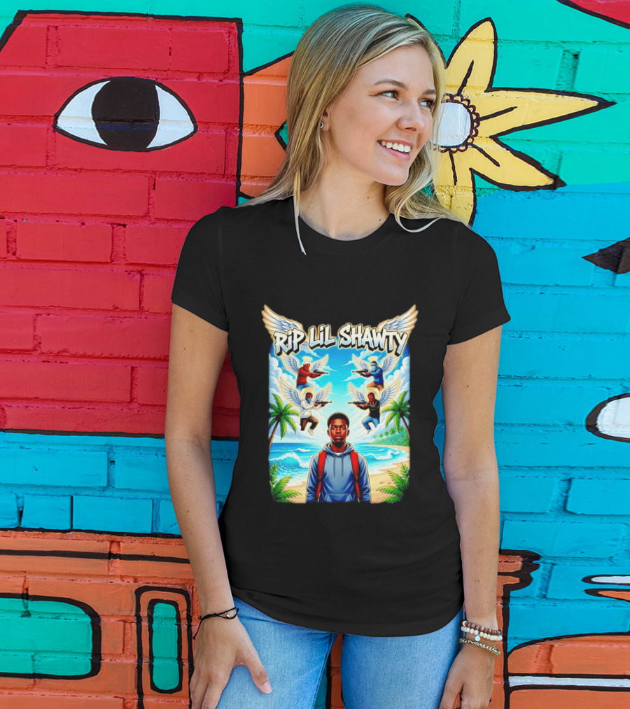 RIP Lil Shawty Angelic Wings Beach Scene Memorial T-Shirt