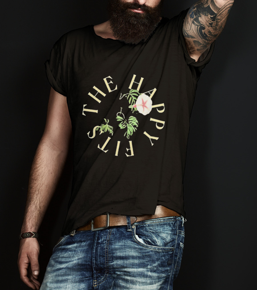 The Happy Fits Morning Glory Band Name Floral Motif T-Shirt