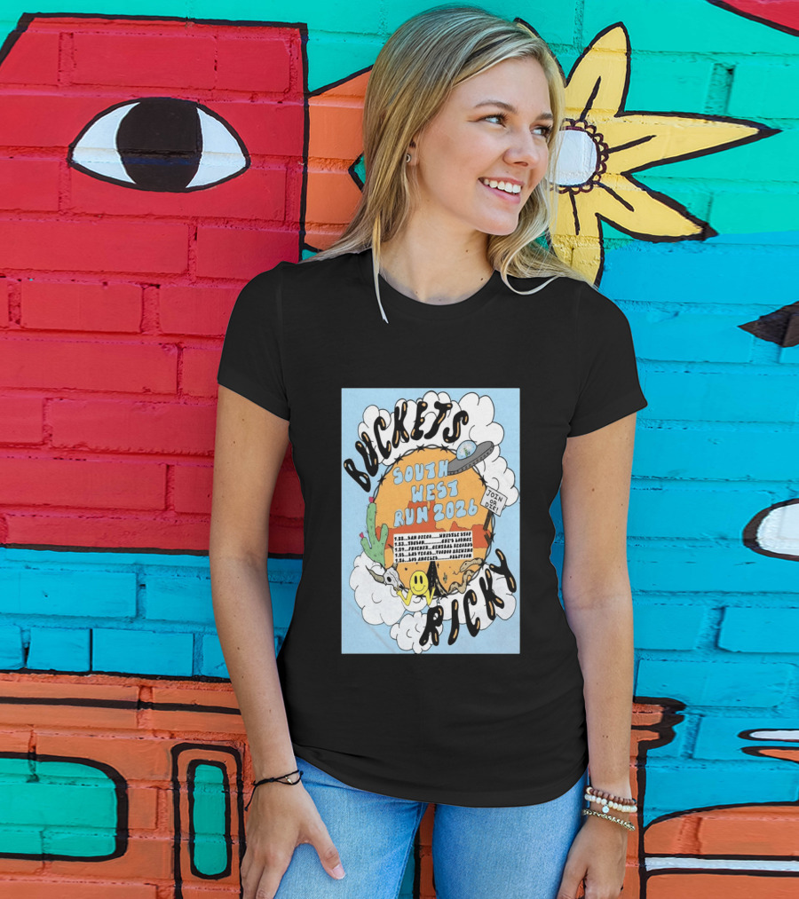 Buckets Ricky South West Run 2026 San Diego To Los Angeles Tour Dates UFO Cactus T-Shirt