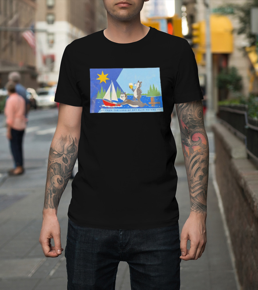 From The Land Of Sky Blue Waters Bears With Boat And Beer T-Shirt