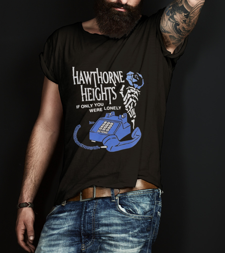 Hawthorne Heights If Only You Were Lonely 20 Years Skeleton With Blue Telephone T-Shirt