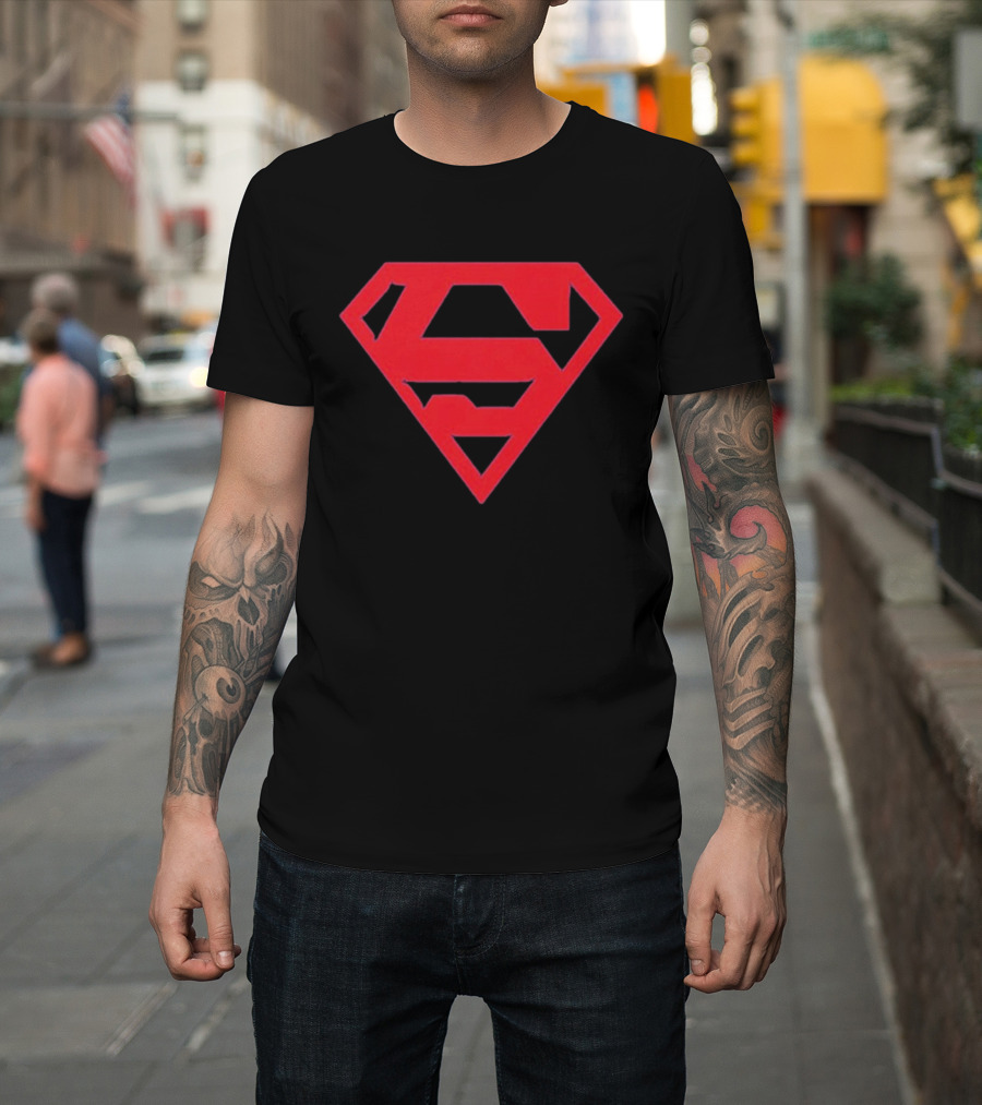 MJ Hero Superman Red Emblem Icon Blue T-Shirt