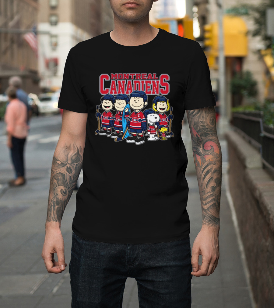 Montreal Canadiens Peanuts Snoopy Charlie Brown Lucy Linus Woodstock Hockey Team T-Shirt