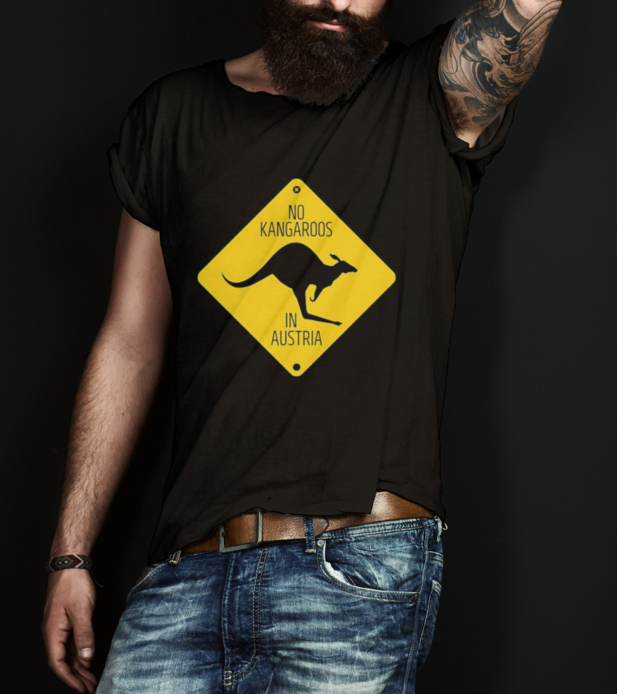 No Kangaroos In Austria Humorous Yellow Sign T-Shirt