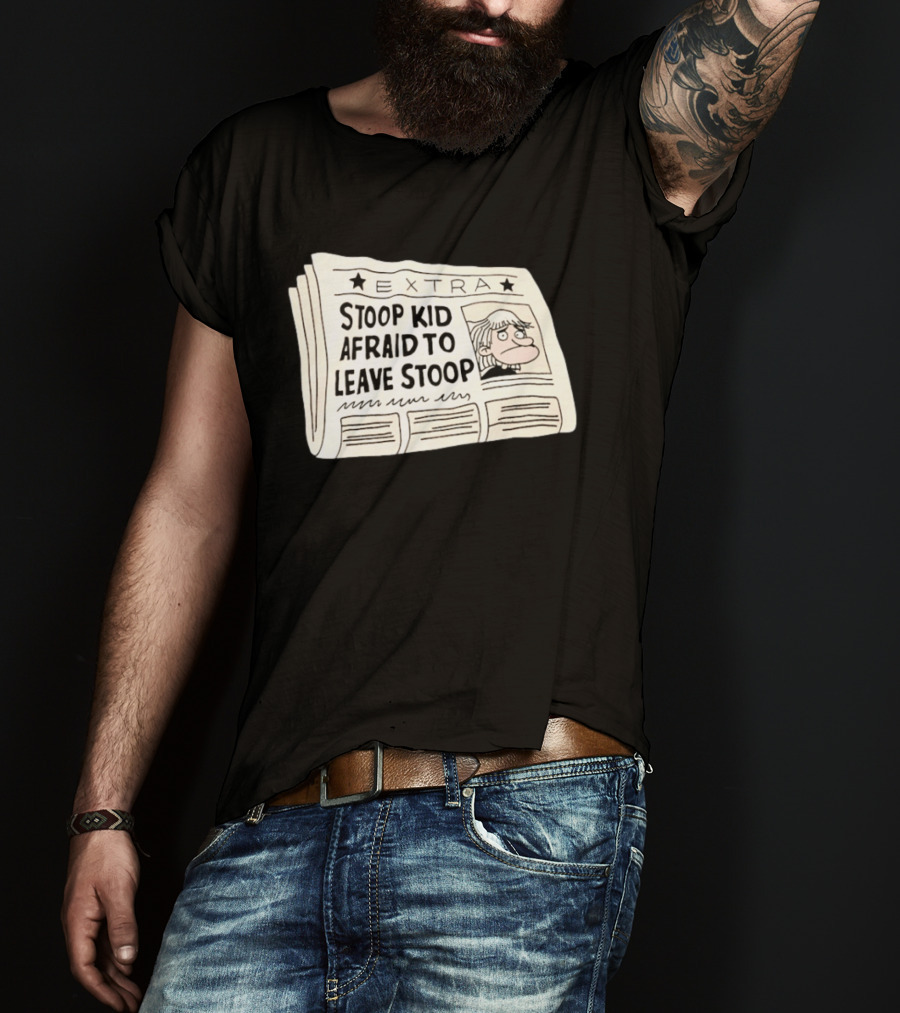 Stoop Kid Afraid To Leave Stoop Newspaper Extra Cartoon Headline T-Shirt