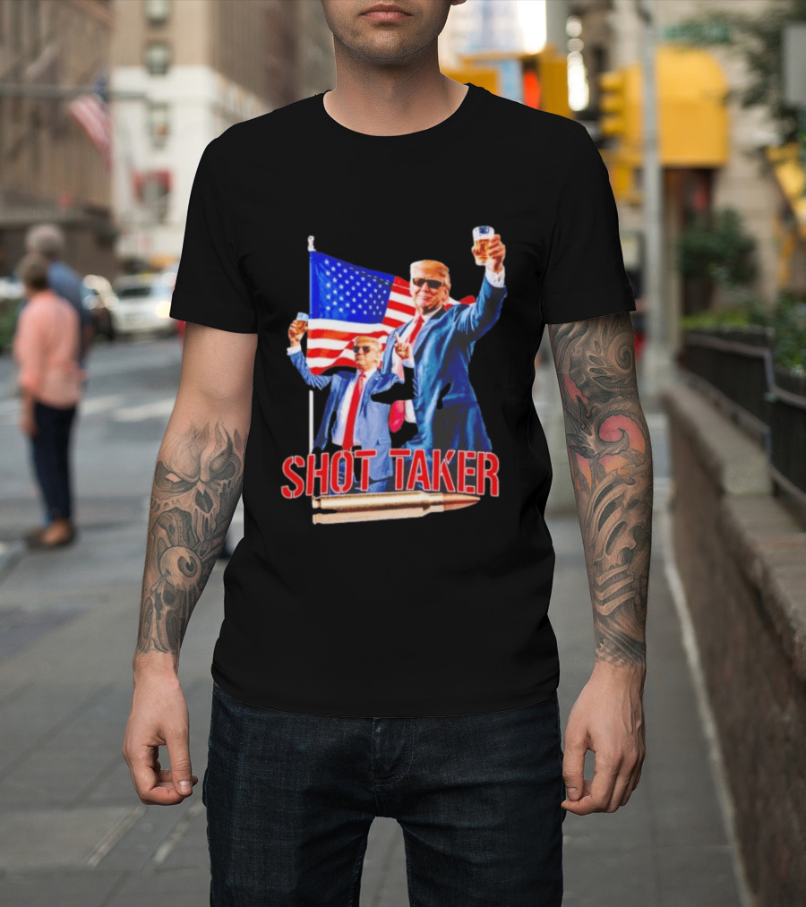 Shot Taker USA President American Flag Beer T-Shirt