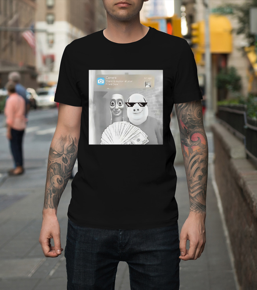 Tung Tung Sahur John Pork Meme With Motion Alert And Money Stack T-Shirt