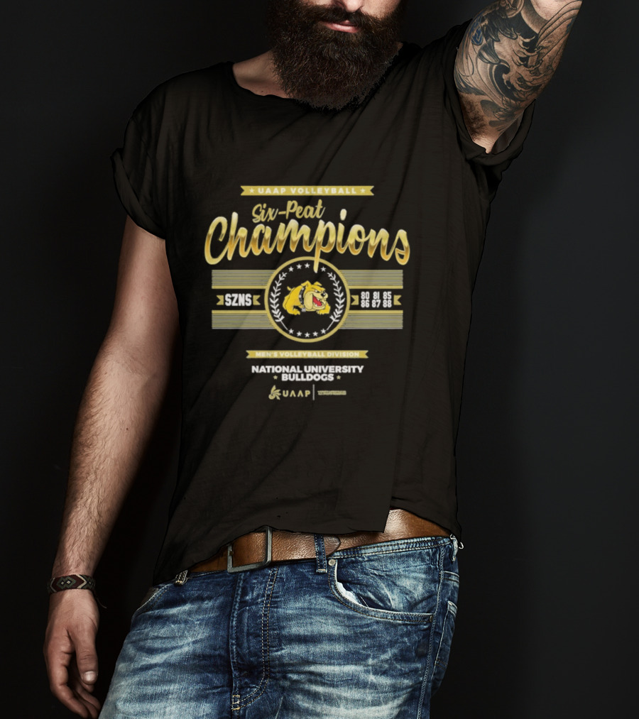 UAAP Volleyball Six Peat Champions National University Bulldogs Men's Volleyball Division T-Shirt